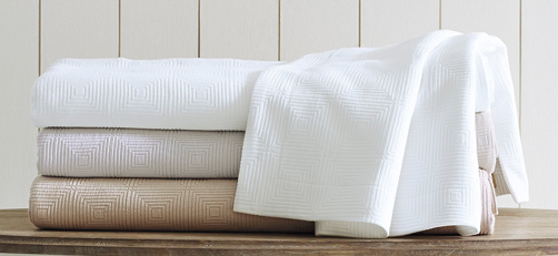 Ellora Matelasse in 100% Egyptian Cotton – white, platinum, & driftwood