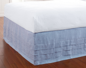 100% European Linen Waterfall Bed Panels Available in six colors: White, Ivory, Lake, Sun, Capri Blue & Willow